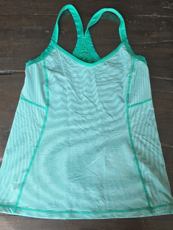 lululemon athletica Tops - (10) Lululemon Kelly Green Striped Athletic Tank Top Light Fresh Athleisure
